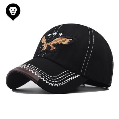 Washed Cotton Classic Eagle Embroidered Baseball Cap Washed Old Peaked Cap Outdoor Sun Hat