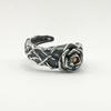 Retro Eeuwige Ranken & Rood Hart Roos Verstelbare Open Ring Voor Mannen Zilverkleurig Koper Punk Gotisch Edgy Sieraden Accessoires Cadeau