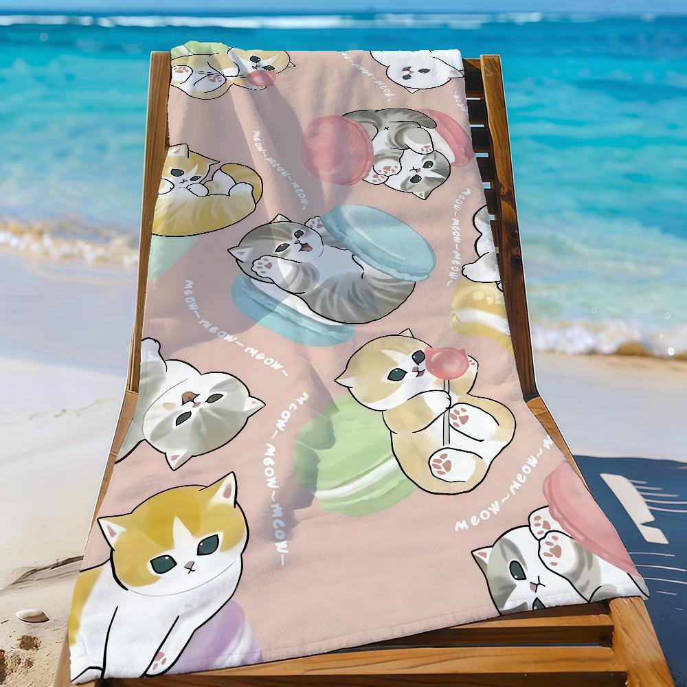Cartoon M-Mofusand-S Kawaii Cute Cats Towel Sports Quick Dry Travel Camping Gear Sandproof Soft Light Large Beach Towel