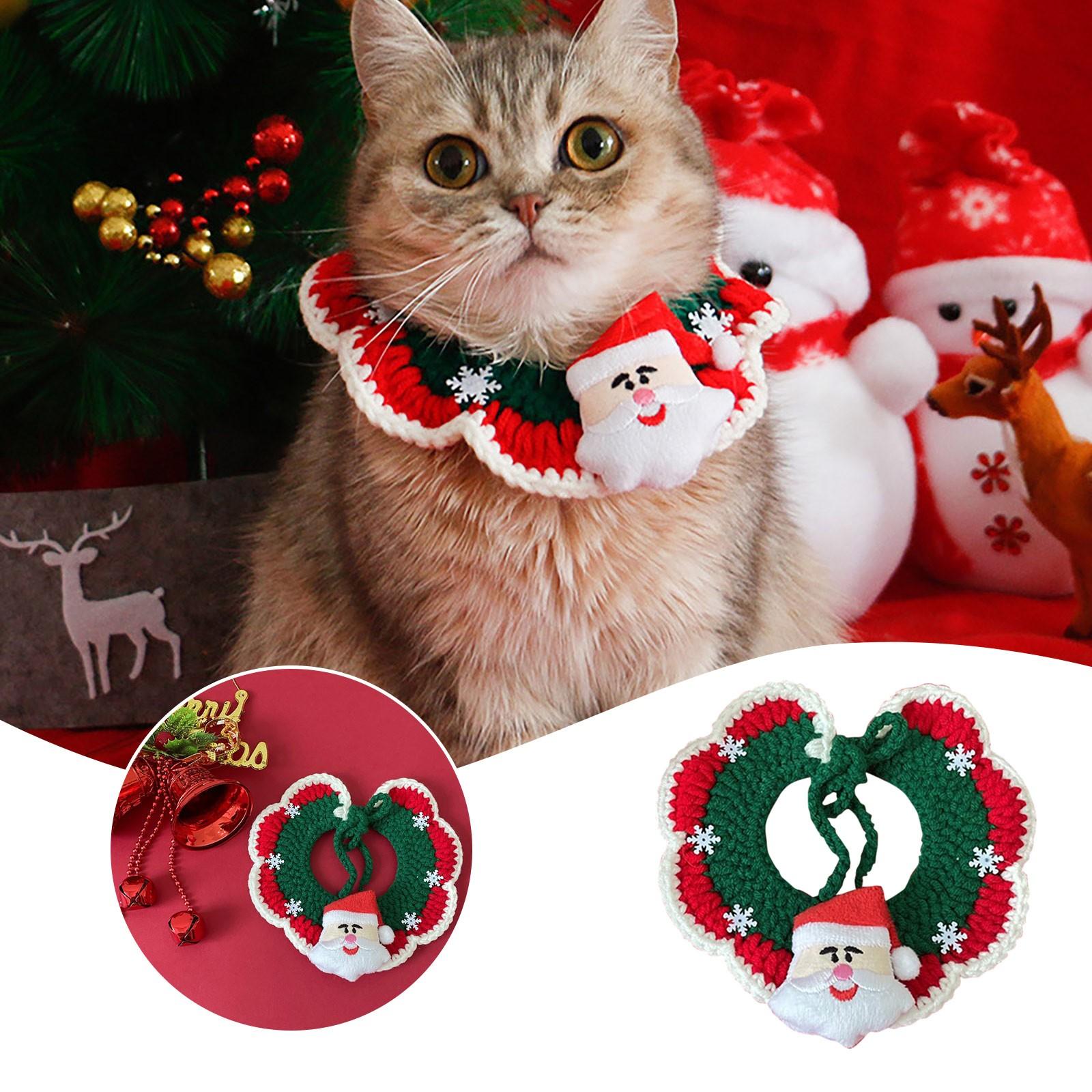 Pet Christmas Hand Hook Cute Cat Knit Bib M Size For 10 Catty Cats Dog Tie Out 10 Ft Large Dog (Watermelon Red,One Size) арбуз красный