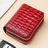 Women's Crocodile Pattern Accordion Zipper Card Holder & Coin Purse - Multi-Card Slots, Large Capacity