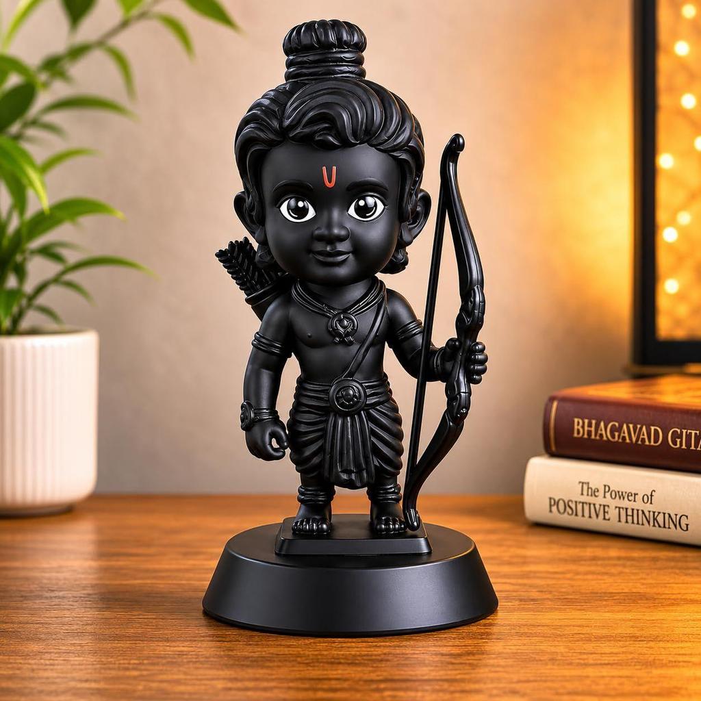 Ayodhya Lord Shree Ram Lalla Ji Idol | Dhanush Teer Kaman Figurine for Car Dashboard