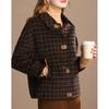 Women's Plaid Wool Blend Short Coat