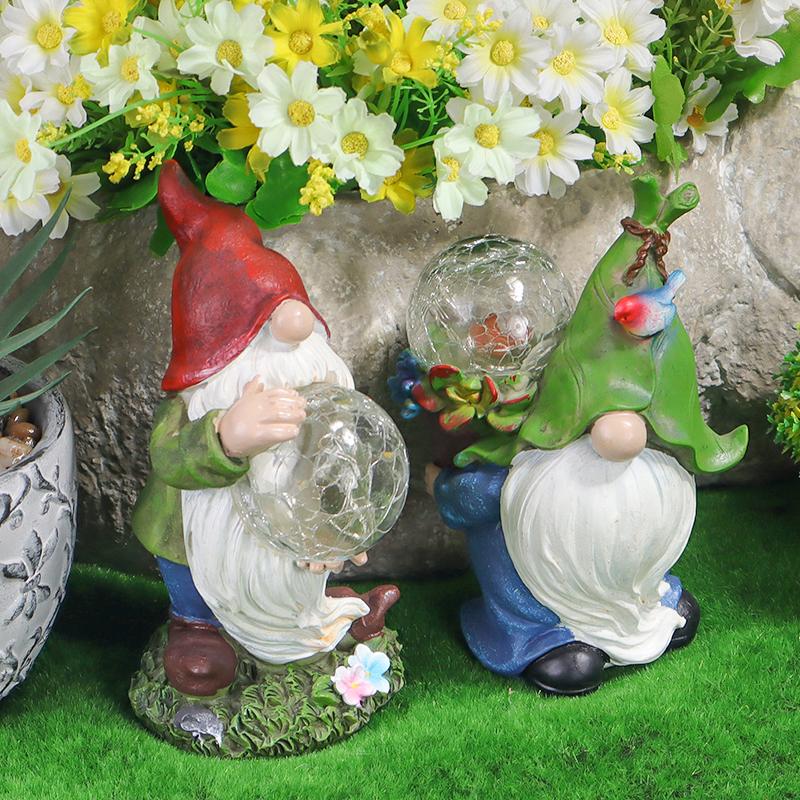 Fairy Holding Light Globe Sculpture Outdoor Solar Night Light Statue Garden Courtyard Lighting Decoration