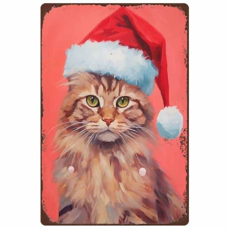 Vintage Merry Christmas Metal Sign, Retro Holiday Wall Decor 20x30cm