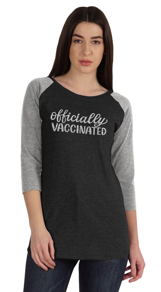 Inkmeso Officially Vaccinated Womens Funny Pro-Vaccine Tee Graphic T-shirt