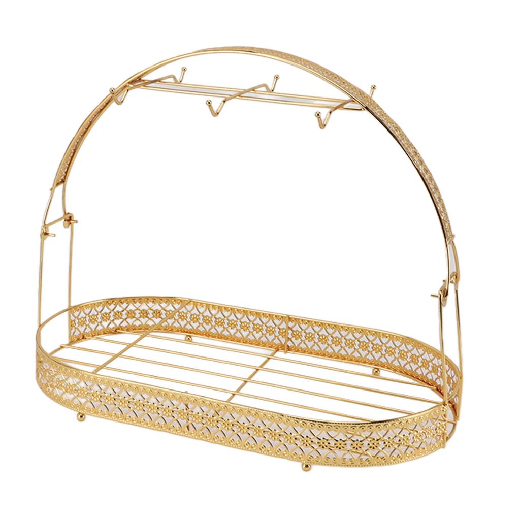 Mug Holder Stand Iron Coffee Cups Dishes Organizer Mug Drainer Storage Drying Rack with 6 Hooks for