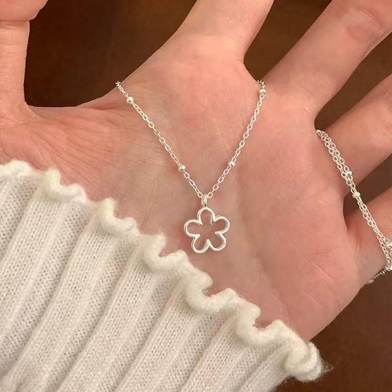 Elegante Damen S925 Sterlingsilber Perlenanhänger Halskette - Leichte Luxus Schlüsselbeinkette