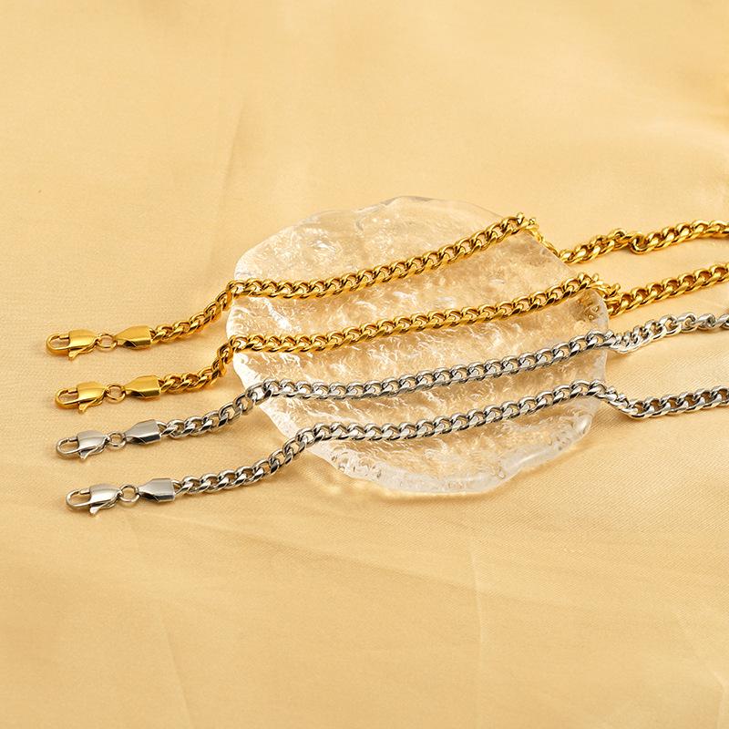 Men'S And Women'S Necklaces Hip-Hop Round Grinding Chains Vacuum Electroplated Gold Titanium Steel Jewelry Stainless Steel Necklaces