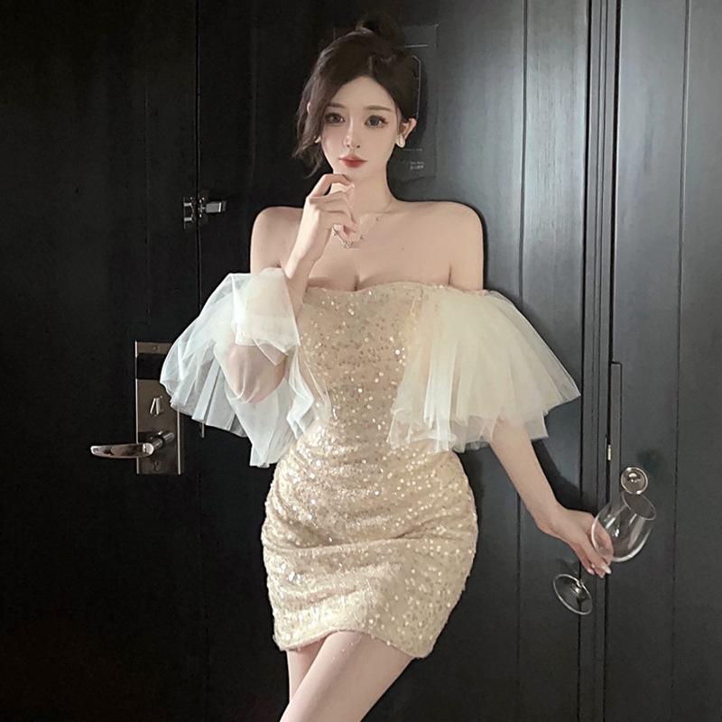 

Женское знаменитое сексуальное платье-обертка для груди Heavy Industry Sequin Butt Wrap L абрикосовый