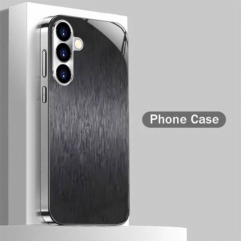 Grijs zwart verticaal getextureerd glazen telefoonhoesje geschikt voor Samsung Galaxy S26 S25 S24 S22 S21 S20 FE/Ultra/Plus valbestendig
