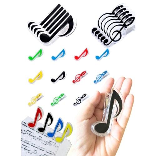 Set of 18 Paper Clips for Musical Notes, Large, Extra-Large Music Instruments, Piano, Sheet Music, Gift Pack (Note Clips)