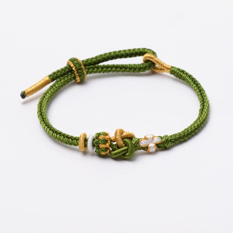 Handmade Red Rope Bracelet with Gold Pendant - DIY Semi-Finished Concentric Knot for Couples