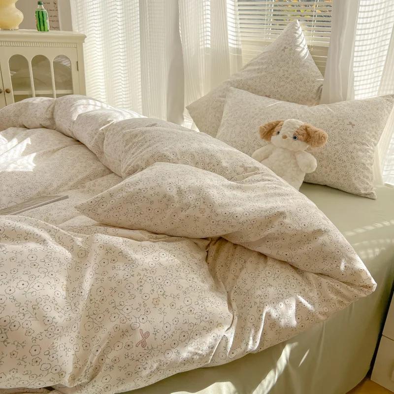 

new class A aerobic knitted cotton printing small fresh four-piece set, bed sheet, bed hat four-piece set 1.2m sheet 3pcs