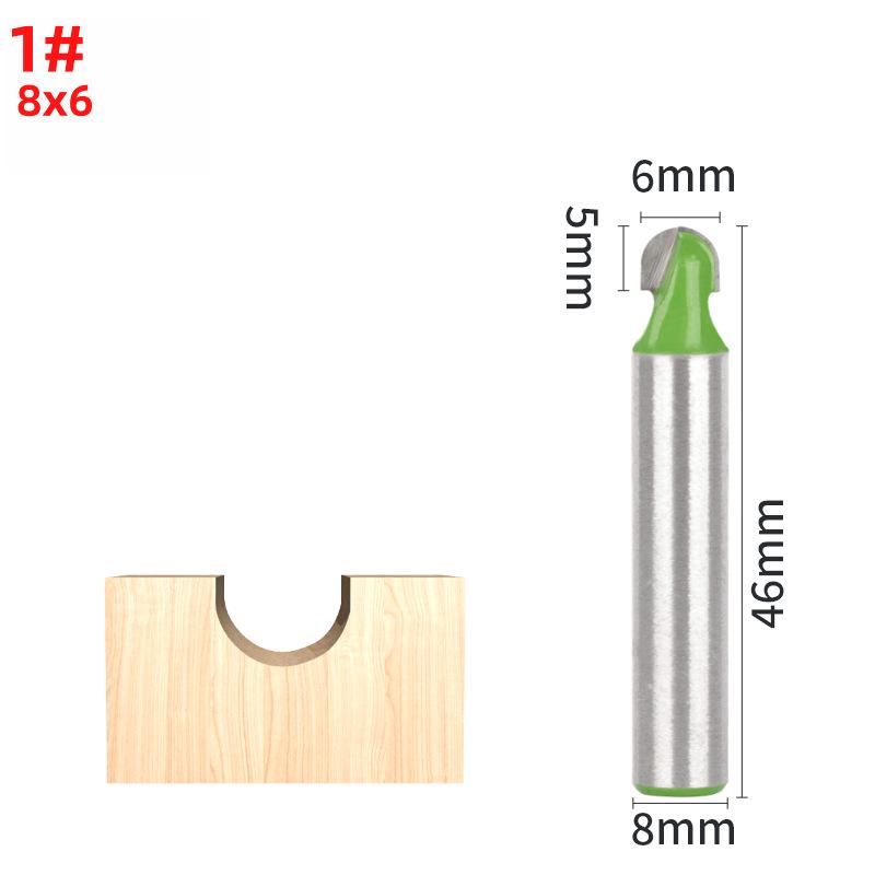 8-Pattern Round Bottom & Head Woodworking Milling Cutter, Grooving & Trimming Router Bit for Engraving & Bakelite Milling