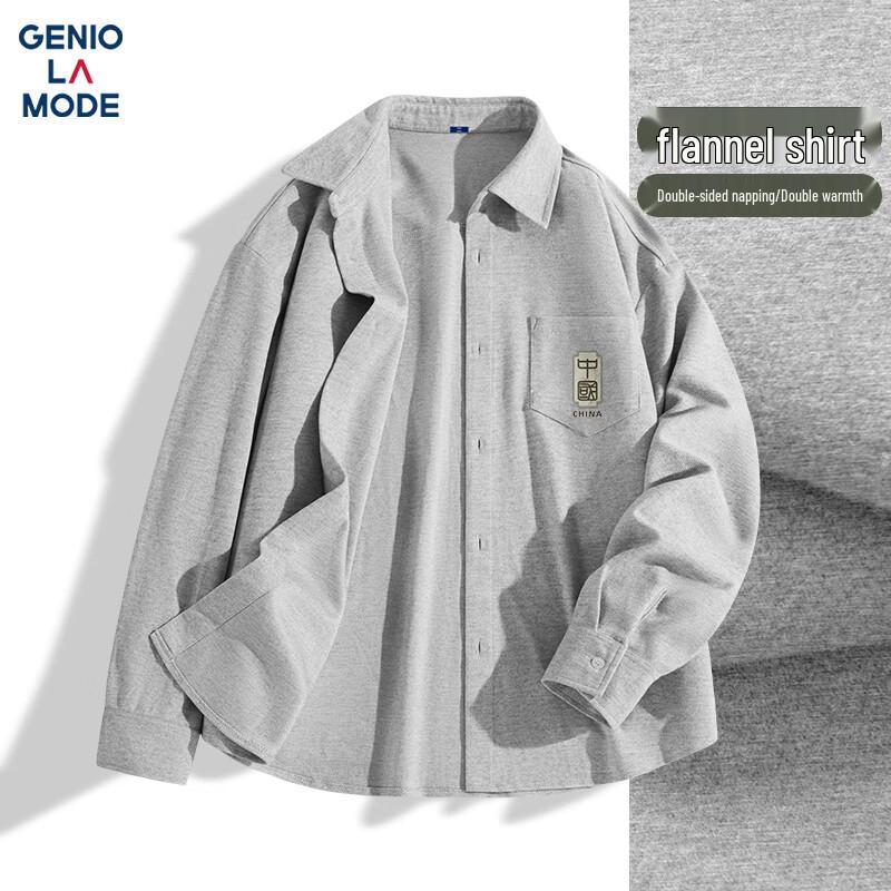 GENIOLAMODE Men s Casual Flannel Long-Sleeve Shirt XL