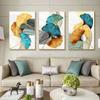 Blue Green Yellow Gold Leaf Plant Flower Canvas Poster Print Nordic Abstract Wall Art Painting Modern Living Room Decor Pictures