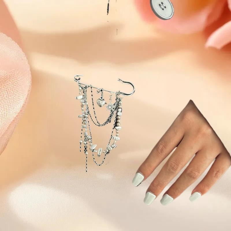 Women Fashion Tassel Brooch Pins Coat Waist Buckle Trouser Leg Decor Button Clasps Jewelry