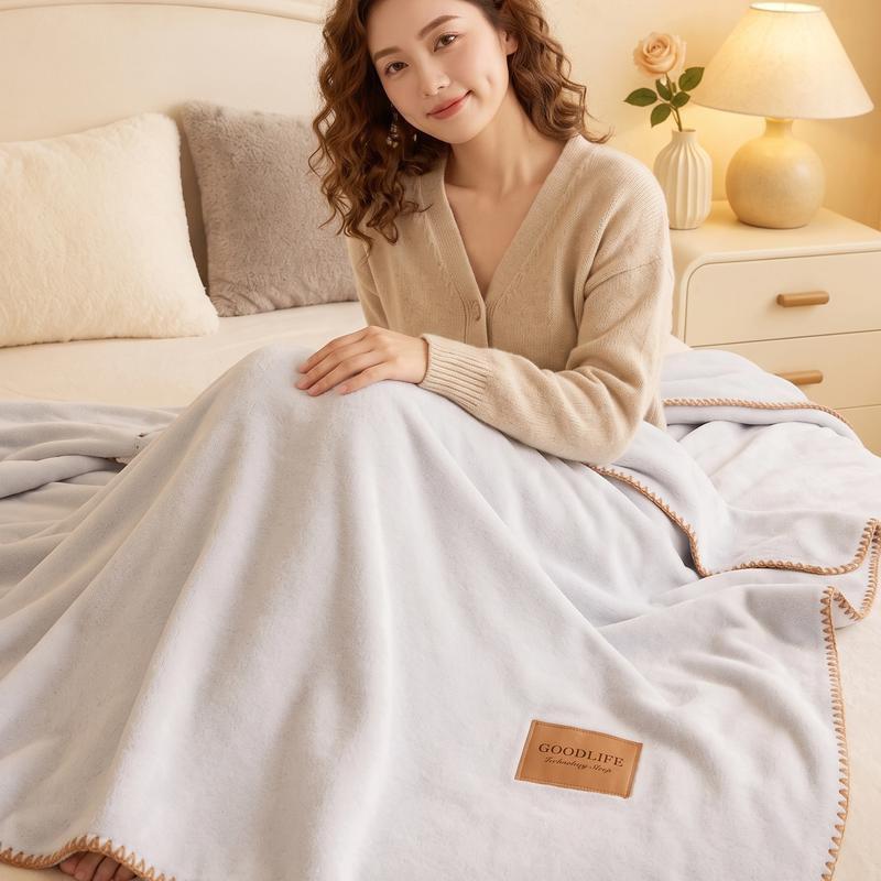 Double-sided Faux Cashmere Throw Blanket Office Nap Lightweight Sofa Cover All