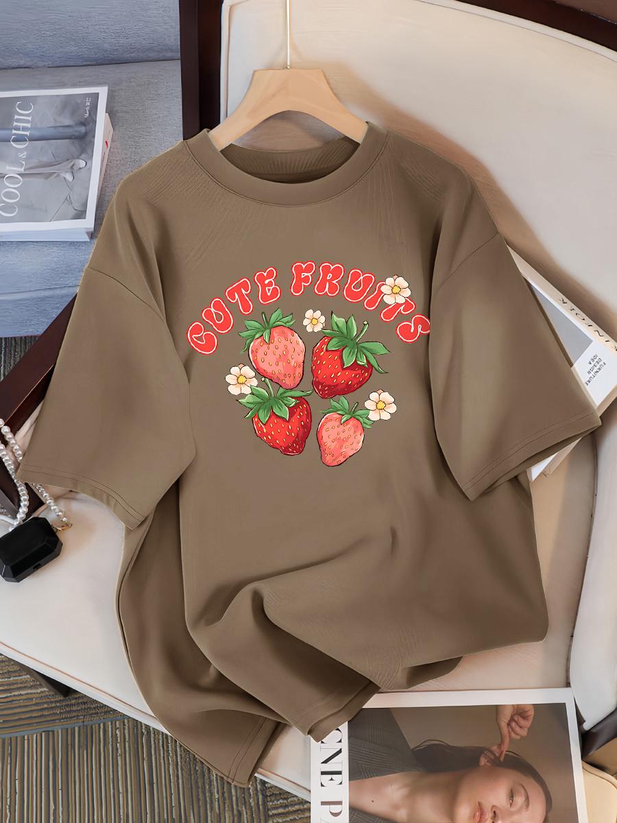 

Женская хлопковая футболка с принтами свежих клубничных фруктов, уличная, с коротким рукавом, модная, летняя, одежда, крутая, дышащая, спортивная L