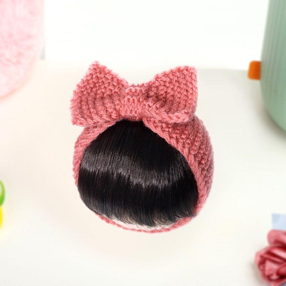 Props Decor Newborn Princess Wig Headband Toddler Neat Bang Baby Hair Wig Knitted Bow Bang