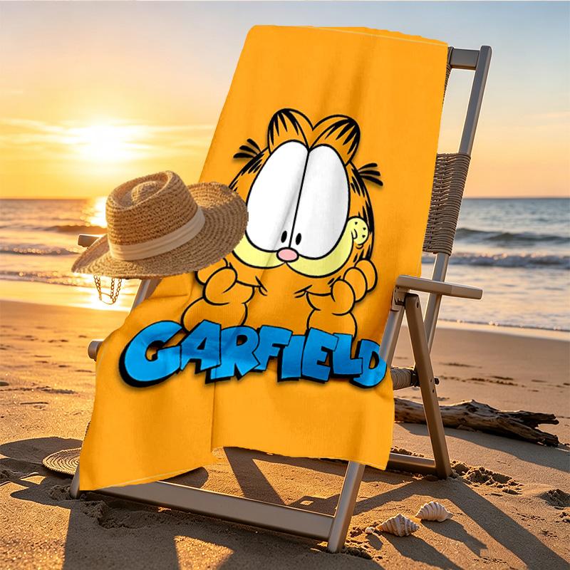Garfield Print Beach Towel Design, Soft, Lightweight. for Home Bathroom, Spa, Pool, Yoga, Surfing, Camping, Gift for Family, Friend