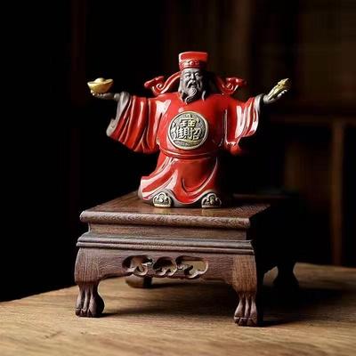 Ceramics God of Fortune Sculptures and Figurines High Quality Home Living Room Office Wealth Luck Feng Shui Decor Statue