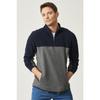 Men's Navy Blue-anthracite Standard Fit Normal Cut Daily Comfortable Double Color Fleece Sports Sweatshirt