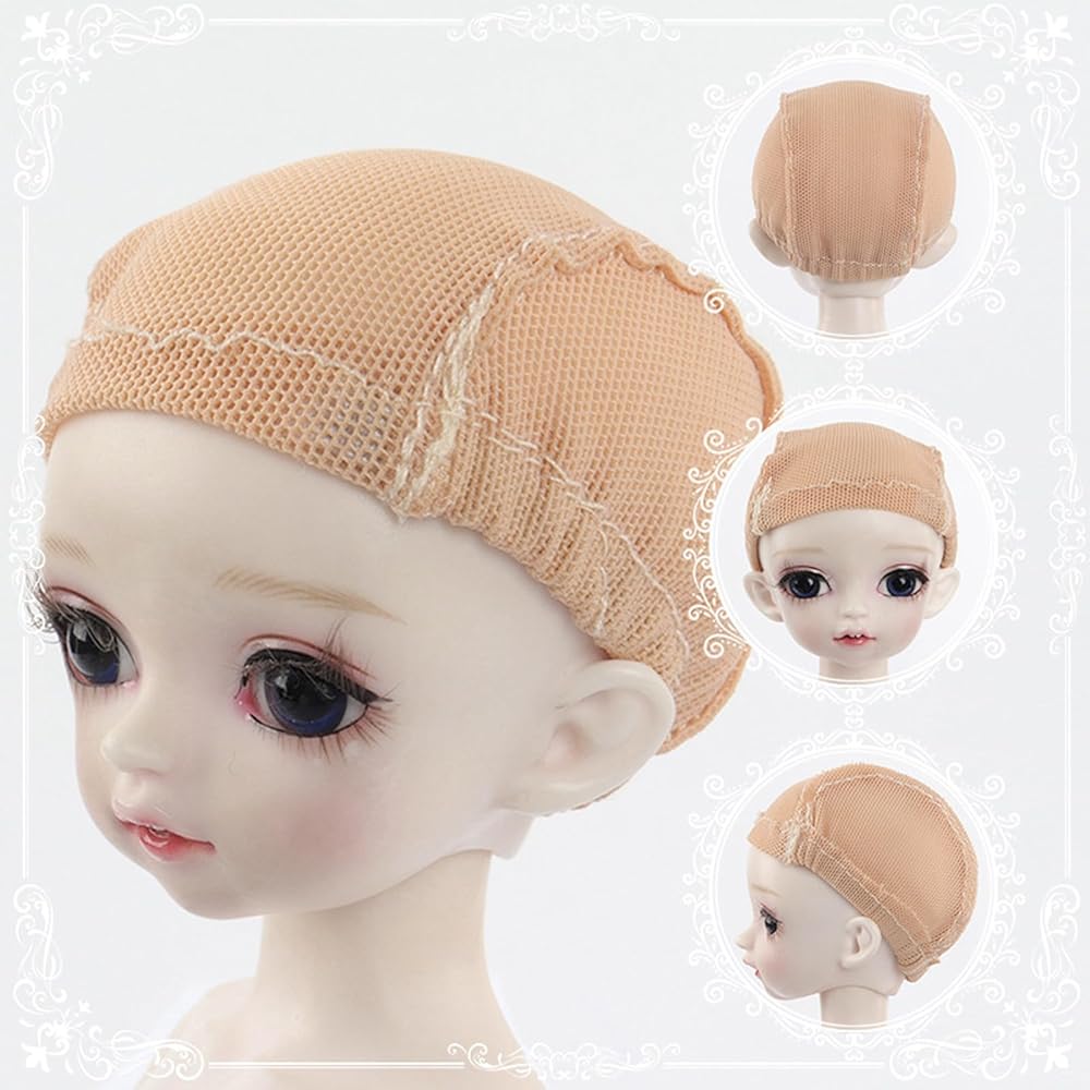 Dollwig BJD Wig Cap Set of 2 for 1/6 Scale Dolls 15.5-17.5cm Head Size Costume Accessories