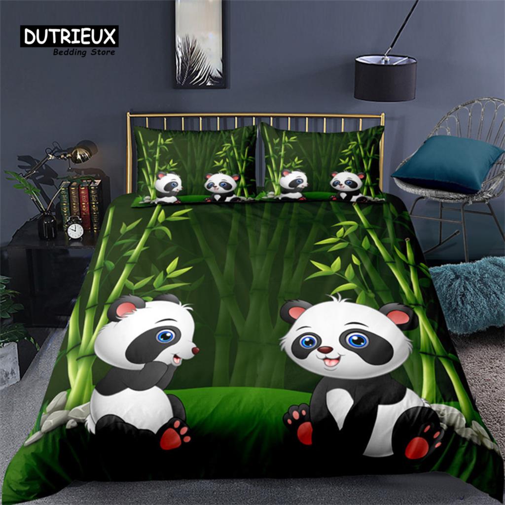 Kreslený Roztomilý Panda Prikrývka Twin Pre Chlapcov Dievčatá Deti Tínedžerov Mäkká Zvieracia Tématika Panda Posteľná Súprava s Obliečkami na Vankúše Dekorácia Spálne