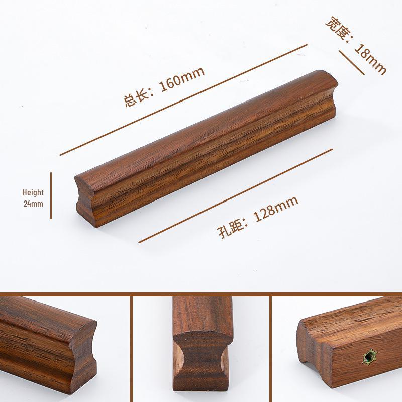 Japanese Minimalist Walnut Handle Solid Wood Cabinet and Wardrobe Drawer Handle