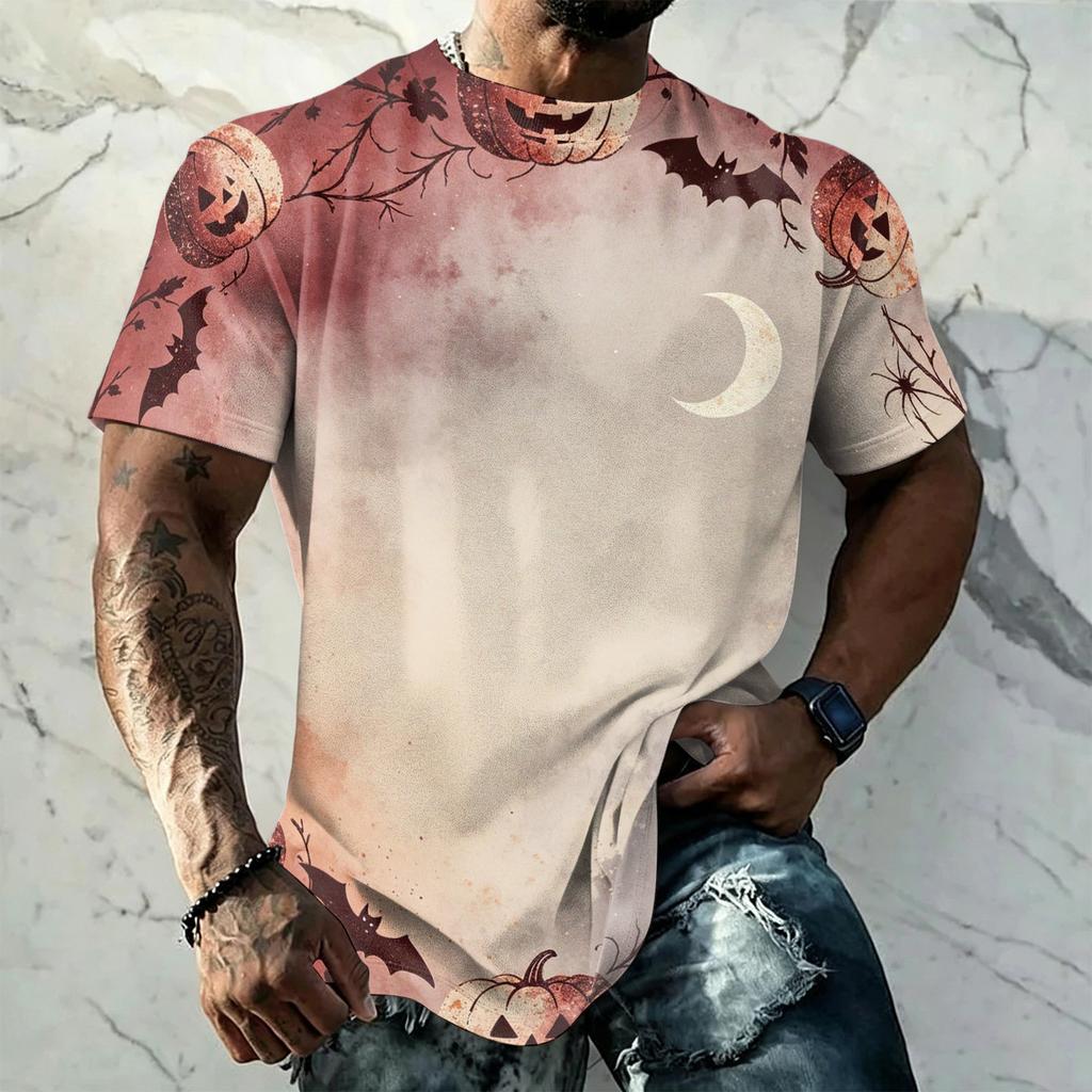 Men's Halloween Vintage Graphic T Shirt Loose Fit Breathable Short Sleeve Casual Streetwear Summer Top Comfortable Daily Wear