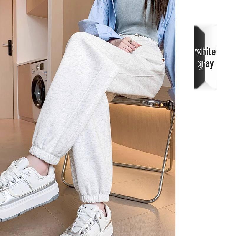 

Maternity Joggers - Spring/Summer Plus Size, Belly-Friendly Casual Pants One Size [80-110 lbs] білий/сірий колір