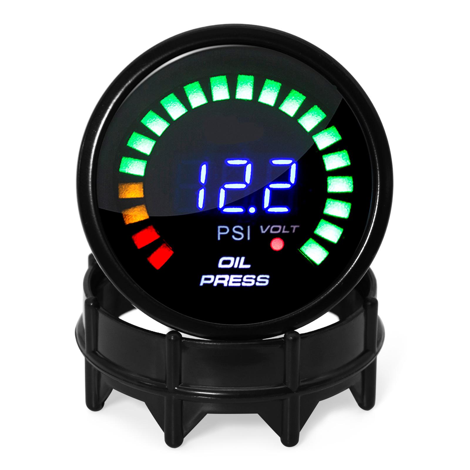 

2 52mm Auto Car Digital Oil Pressure Gauge 0~120PSI Oil Press Gauge LED Meter with Sensor For 12V Racing Gauge Black Holder