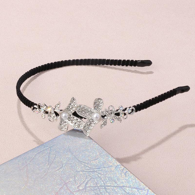 Crystal Alloy Flower Hairband, Anti-slip Headband Hairpin, Bridal Headpiece