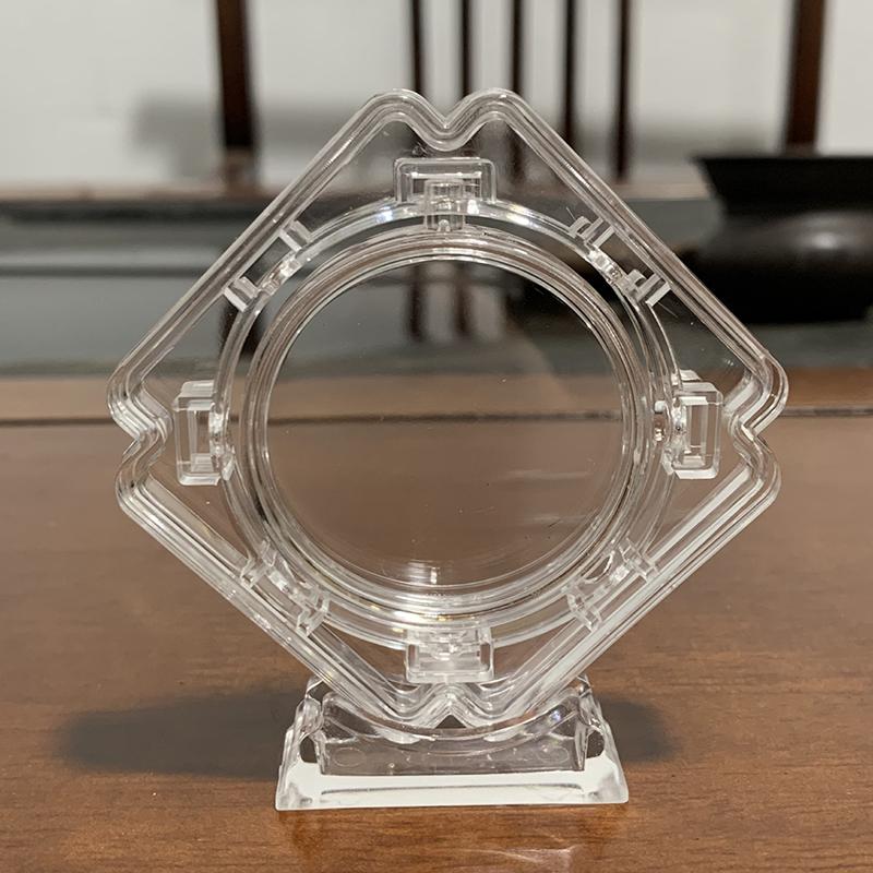 Clear Plastic Rotatable Coin Display Stand, 45Mm Round Commemorative Coin Holder, Collectible Card Chuck Showcase
