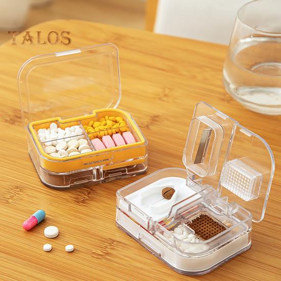 3-in-1-Pillenteiler, Aufbewahrungsbox für Tabletten, feuchtigkeitsbeständig, tragbare Größe, transparent, multifunktionale Pillentragetasche