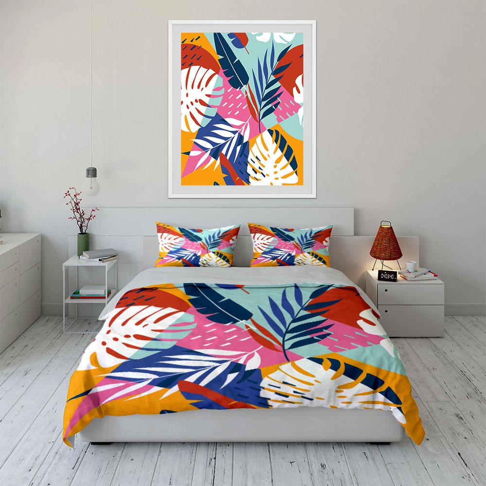 Tropical Leaf Print Bedding Set Bedding Duvet Cover Set Duvet Cover Pillowcases (1 * Duvet Cover 2 * Pillowcases, without duvet insert)