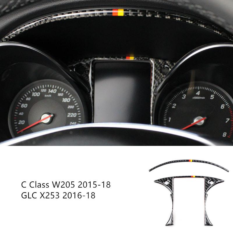 Carbon Fiber Front Door Panel Decoration Cover Trim 2Pcs For Mercedes Benz C Class W205 GLC X253 2015-2018 Car Accessories