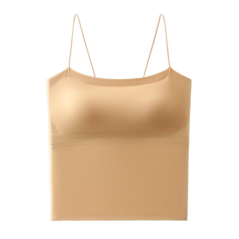 2025 New Summer Plus Size Backless Cami Tank Top with Breast Pads – All-in-One Bandeau Lingerie for Women