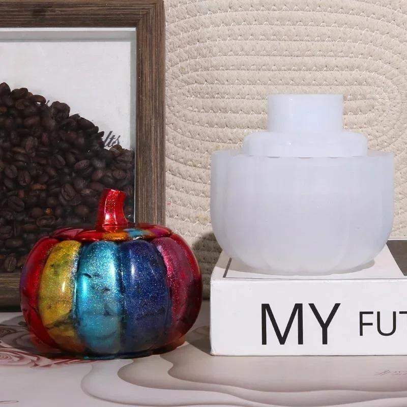 Handmade Creative Shape New Pumpkin Jar with Lid Silicone Mold Jewelry Storage Box Plaster Mold DIY Plaster Resin Crafts
