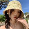 Straw hat women's new summer models show face small seaside bucket hat sunshade versatile bucket hat outing basin hat