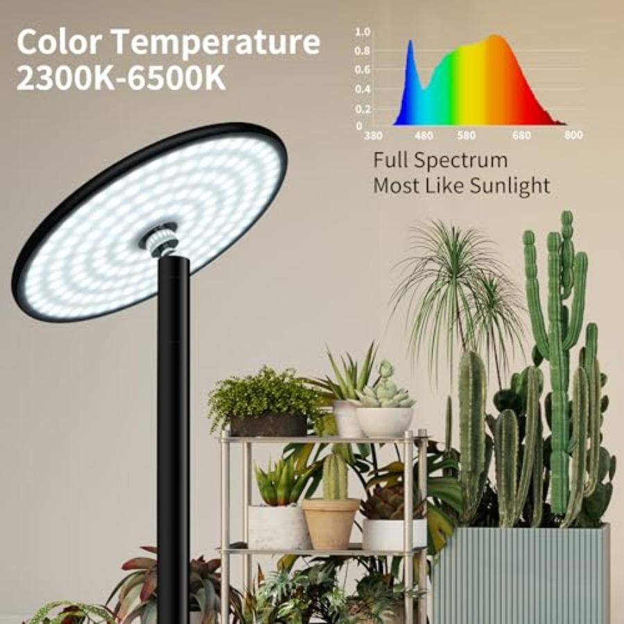 85 Tall Full Spectrum Grow Light for Large Indoor Plants 60W 10-Level Dimmable with 4/8/12H Timer Remote Height Adjustable Idea