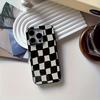 Black and White Checkered Large Hole Jelly Phone Case Suitable for iPhone 17 16 15 14 13 12 11 Pro/Max/Plus Anti Drop