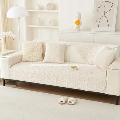 New Thickened Milk Velvet Sofa Cover Non-Slip Plaid Plush Sofa Cushion Winter Solid Color Cream Wind Sofa Backrest Armrest Towel
