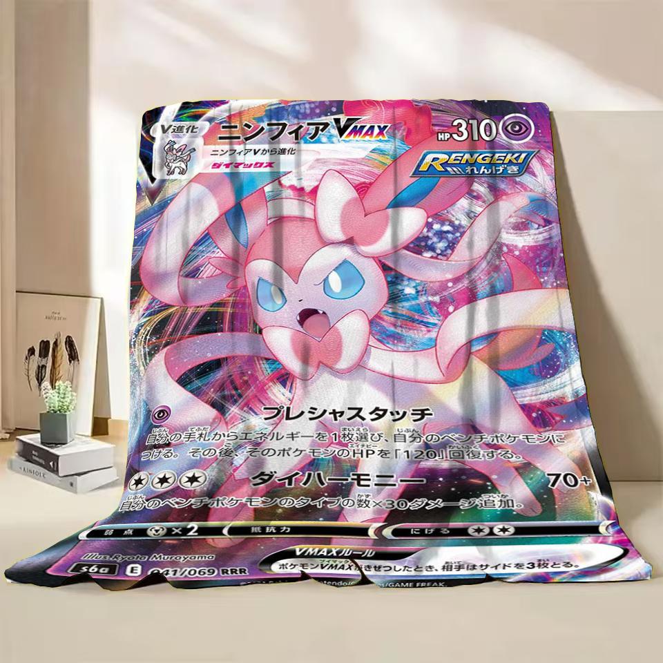 Pokémon Kaart Karakter Cartoon Flanellen Plaid Deken voor Slaapkamer Bed Bank Lunchpauze Picknick Reisdekens Kinderen Zachte Cadeaus