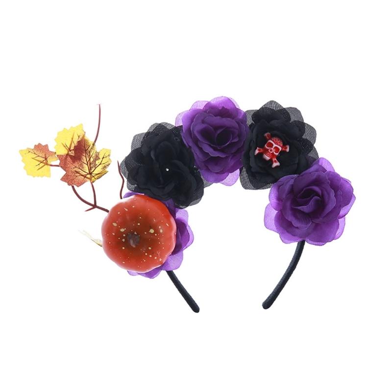Halloween Skeleton Pumpkin Headband Costume Accessory Pumpkin Hair Bands Skull Hair Hoop Halloween Hair Accessories