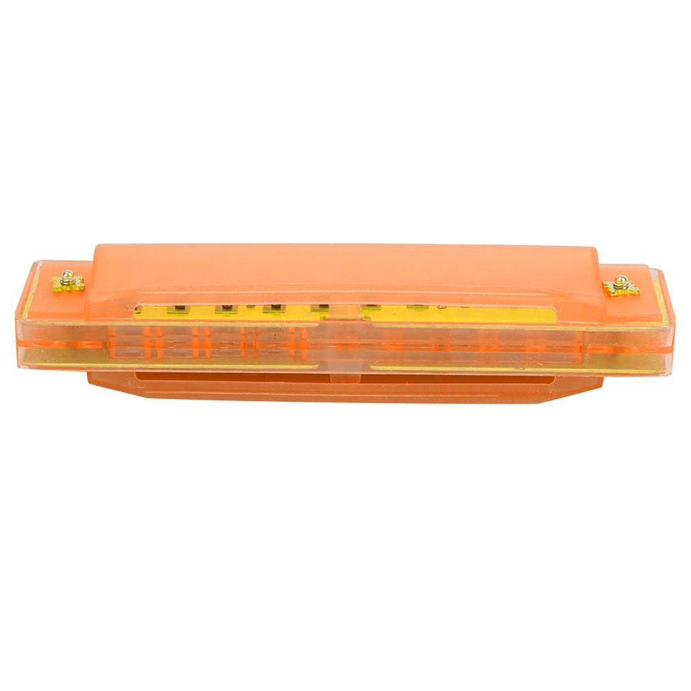 High Quality Durable 10 Holes 20 Tones Plastic Translucent Harmonica Gift for Kids(Orange)