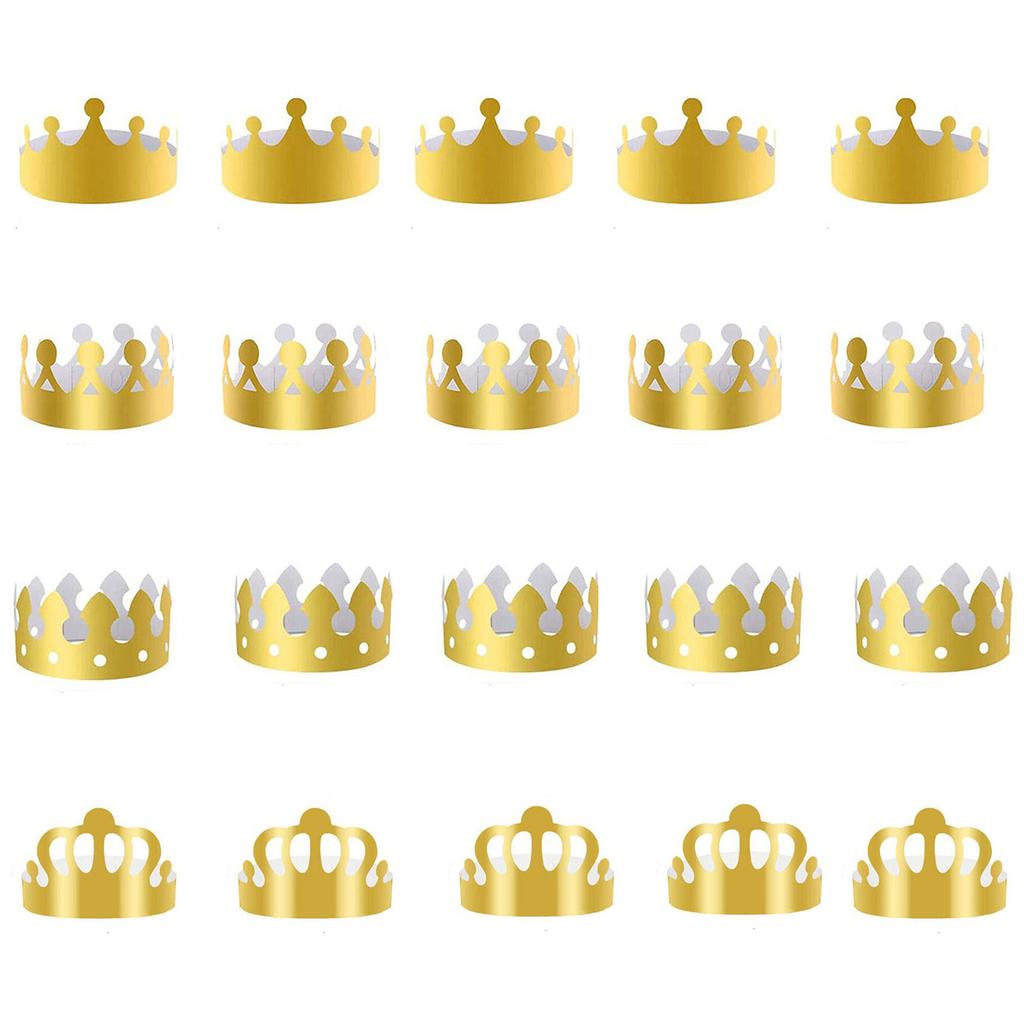 20Pcs Friendly Paper Birthday Crowns For Adults Kids Party Celebrations Assorted Colors Safe Design