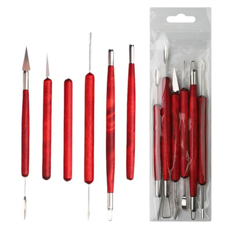 6-Piece Polymer Clay Tools Set: Double-Ended Knives for Pottery, Wood Carving, Sculpture, & Greenware.